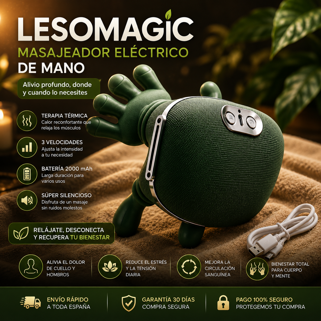 Masajeador Cervical 4D con Calor Terapéutico